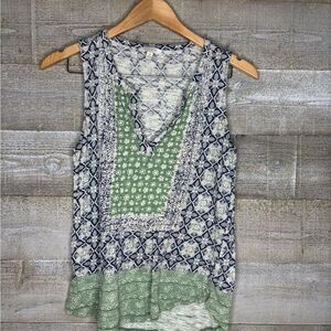 Lucky Brand small printed boho lightweight summer tank top small